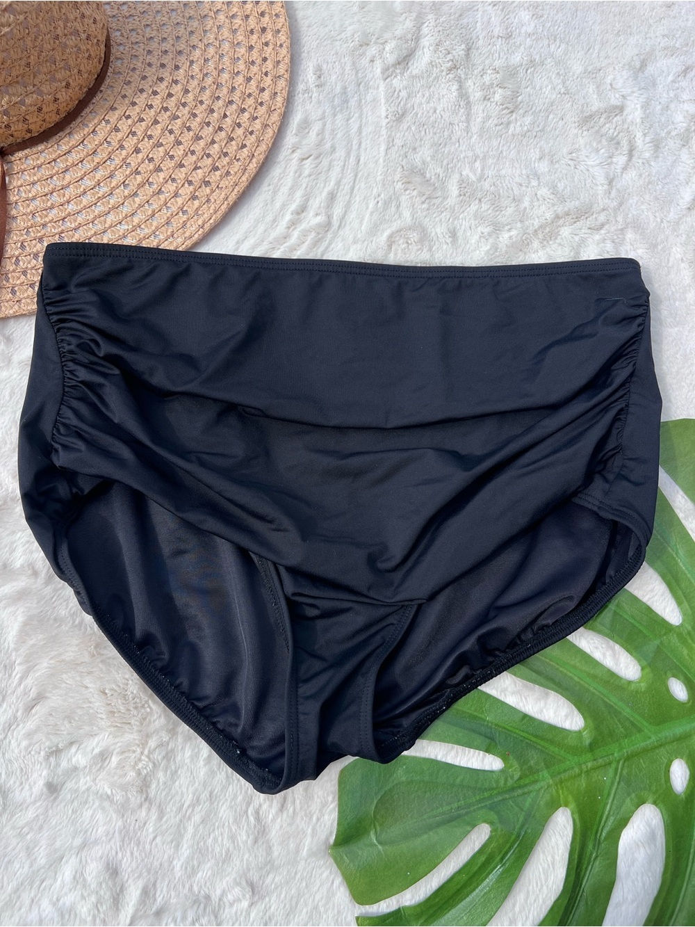 Lands’ End Black High Rise Swim Bikini Bottoms Size 14-16 Large